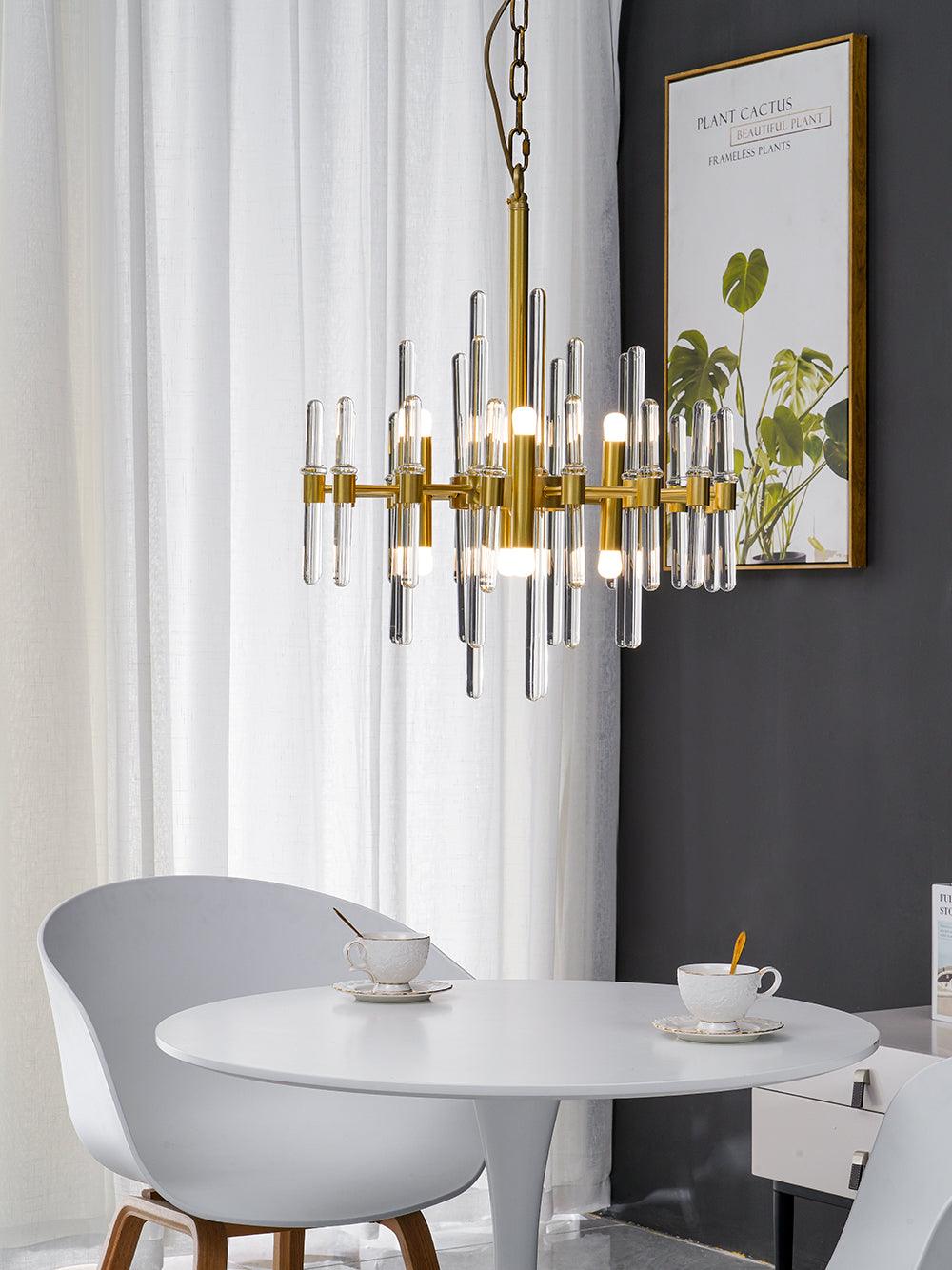 Jorine Chandelier Antique Brass Starburst