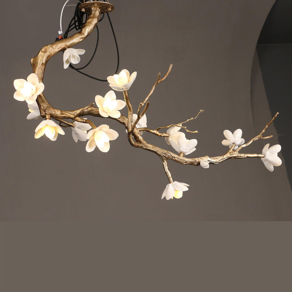 Solenira Chandelier Brass Flower Branch Natural