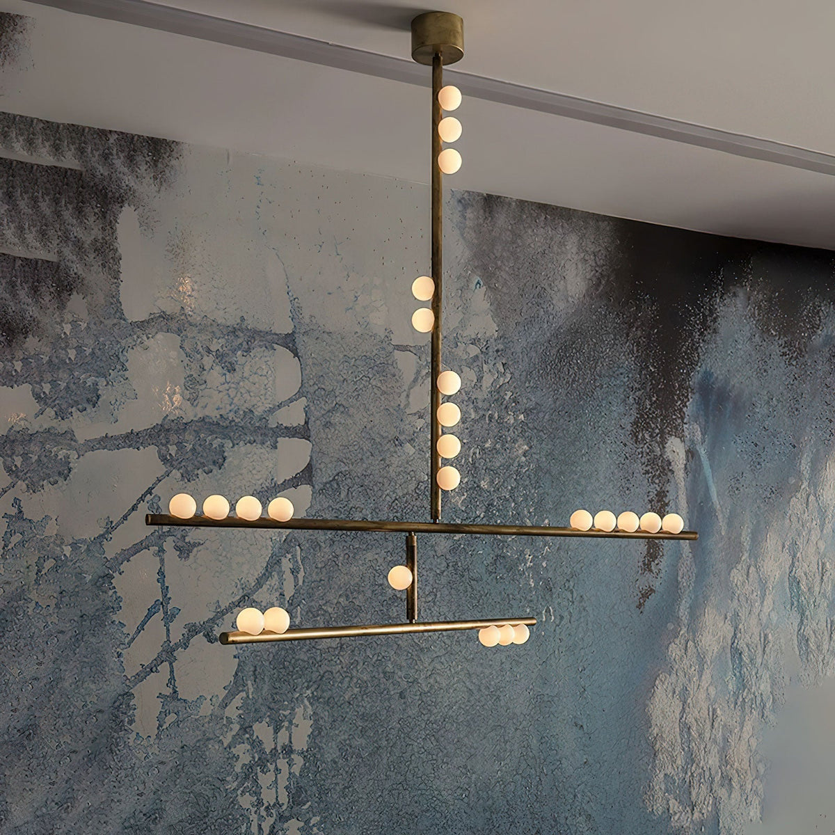 Yieli Brass Glass Drop Chandelier