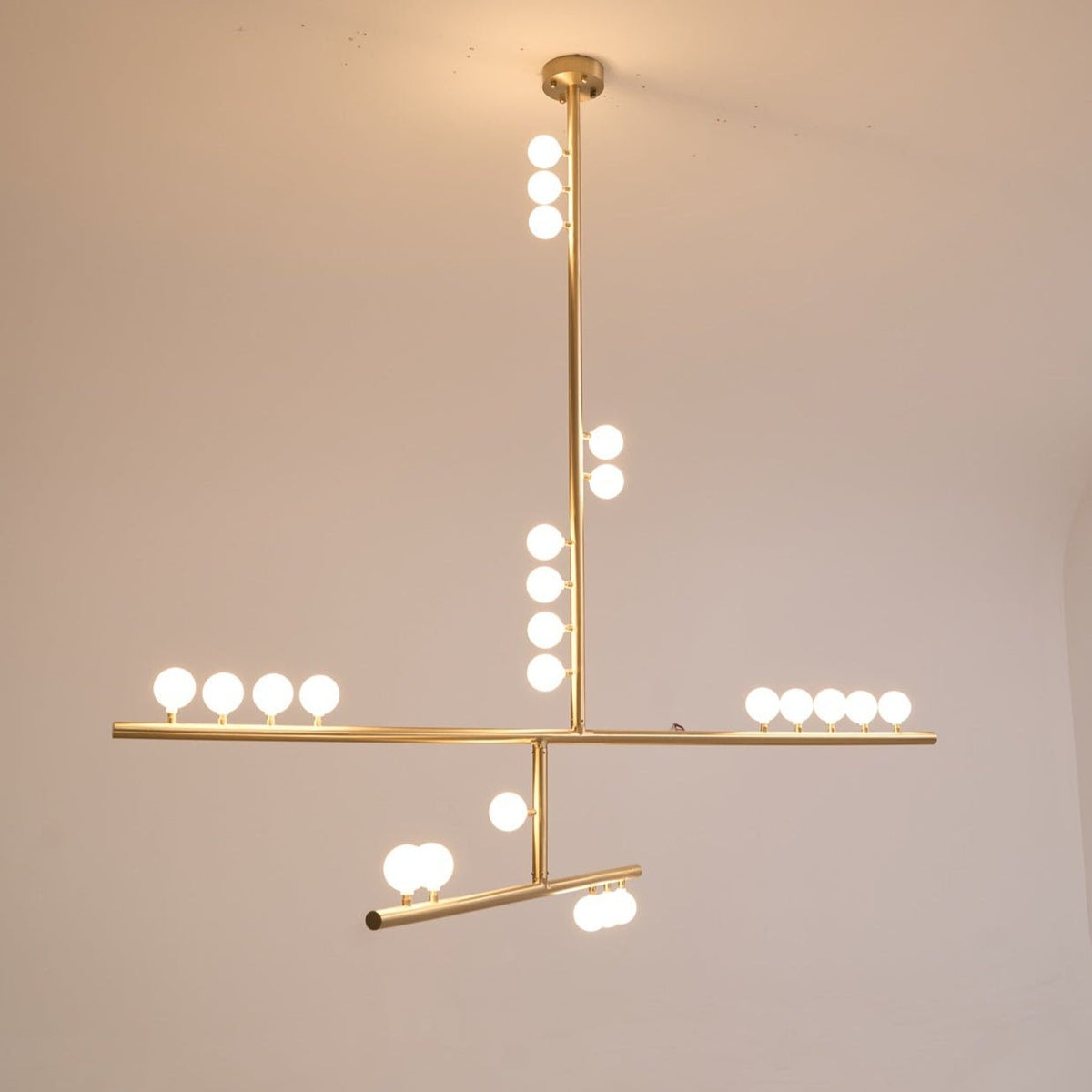 Yieli Brass Glass Drop Chandelier