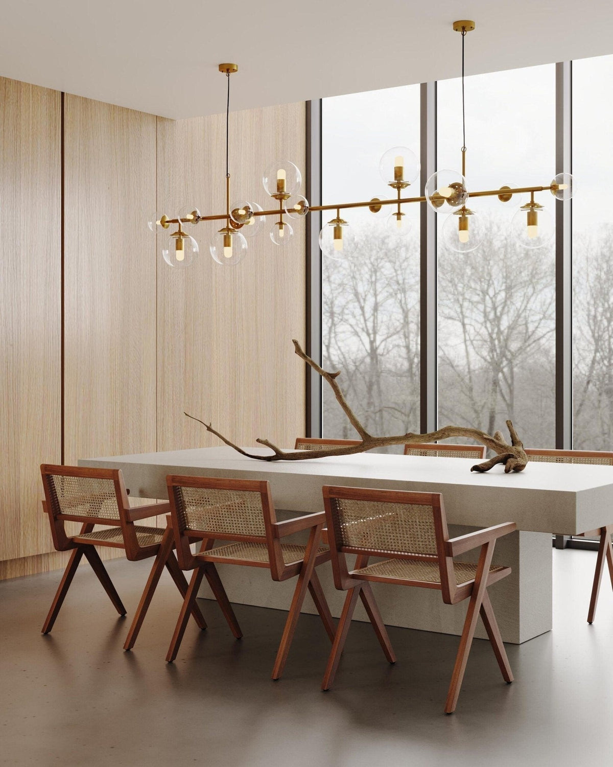 Velaena Chandelier Brass Glass Globe