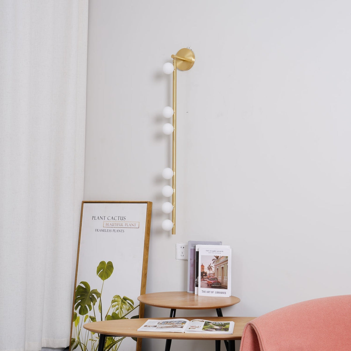 Rory Modern Minimalist Tube Brass Glass Wall Lamp