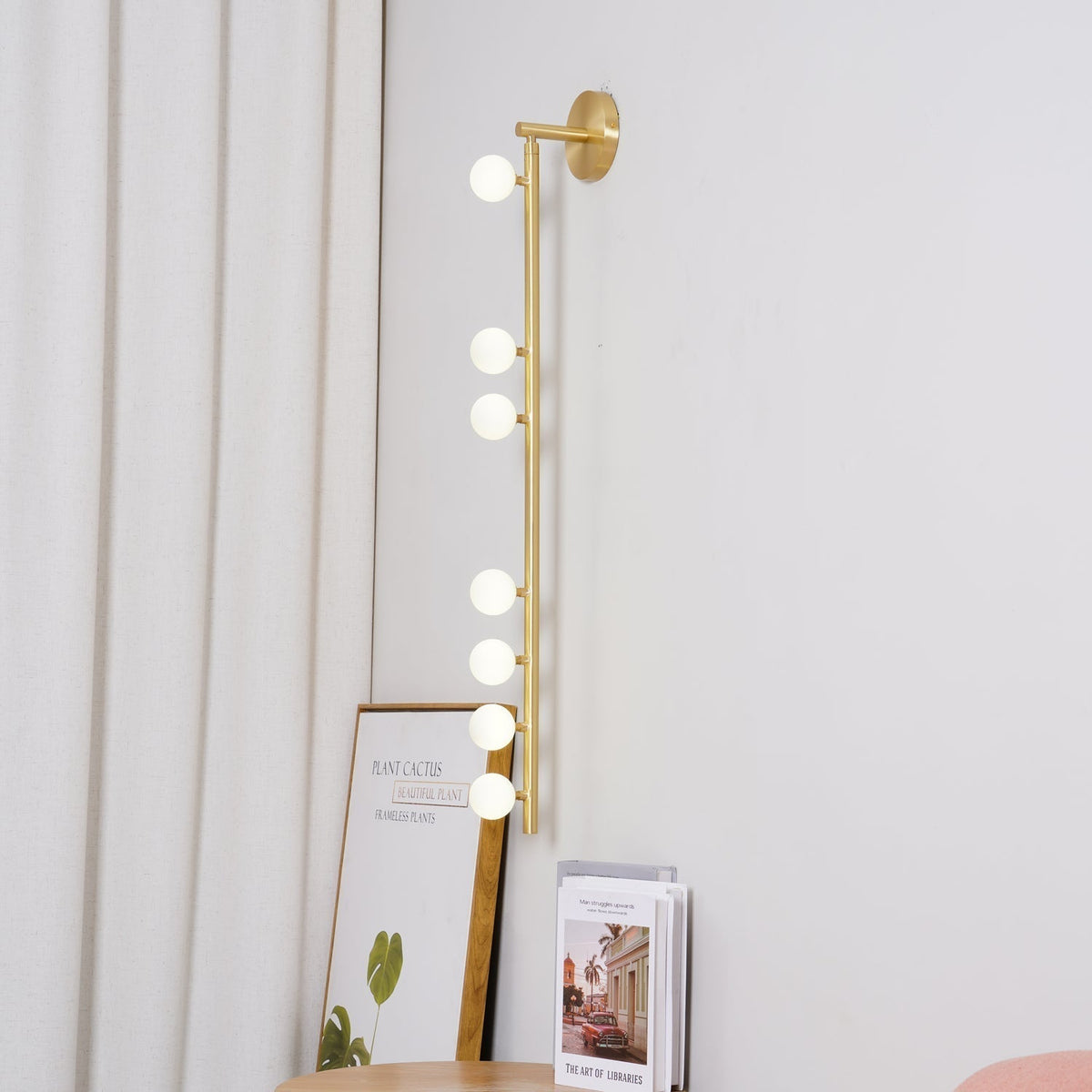 Rory Modern Minimalist Tube Brass Glass Wall Lamp