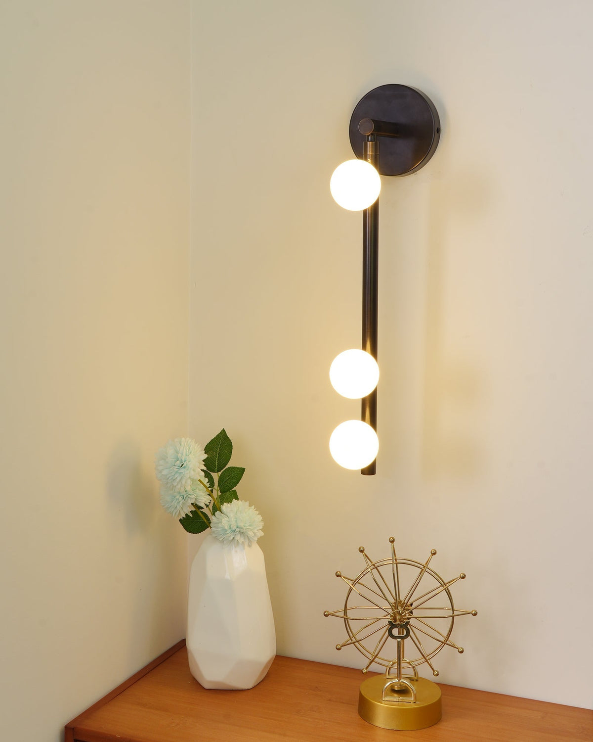 Rory Modern Minimalist Tube Brass Glass Wall Lamp