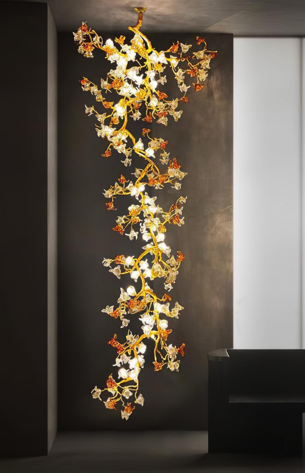 Aare Maple Branch Brass Crystal Chandelier