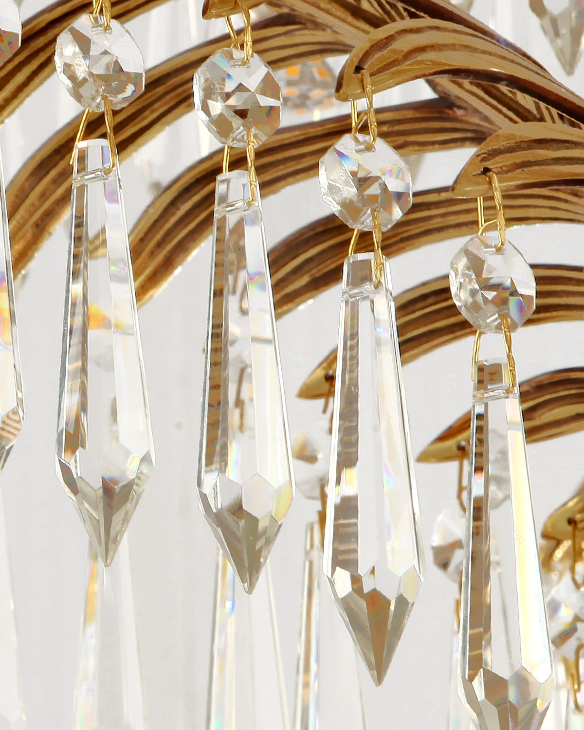 Peya Brass Palm Leaf Crystal Chandelier