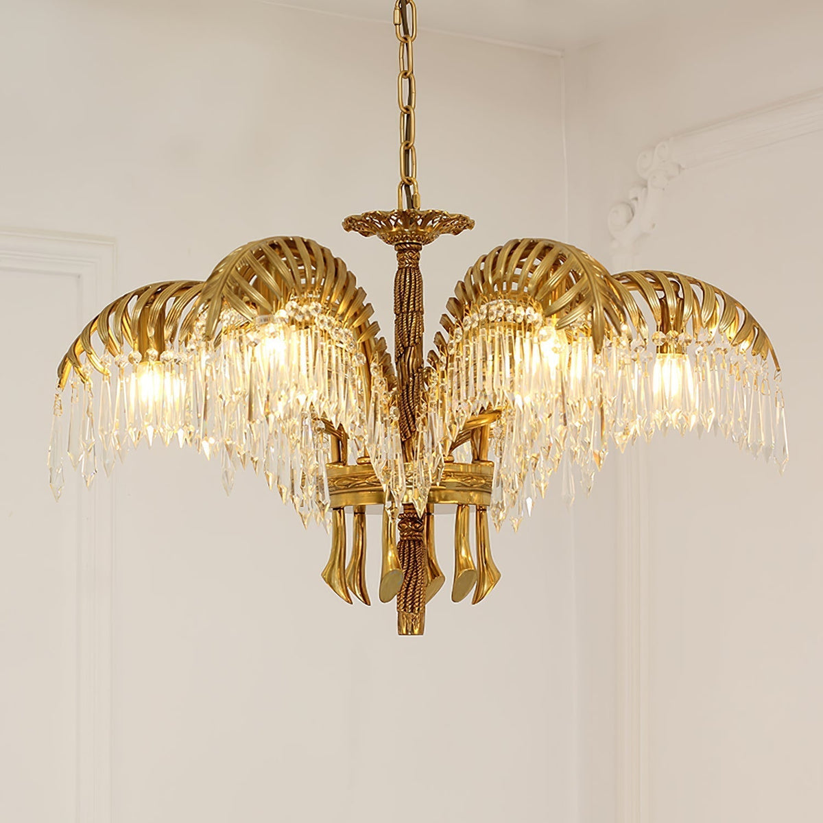 Kilwen Regal Brass Crystal Chandelier
