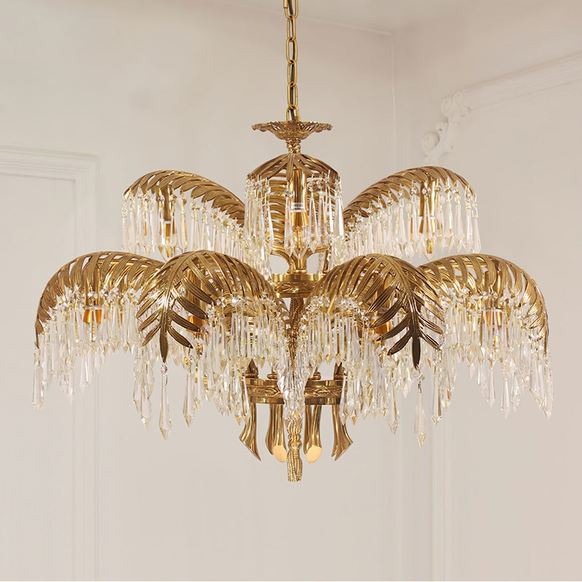 Kilwen Regal Brass Crystal Chandelier
