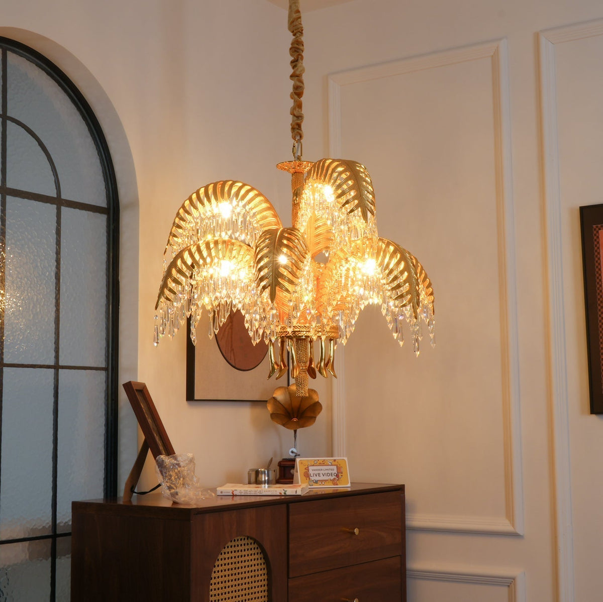 Kilwen Regal Brass Crystal Chandelier
