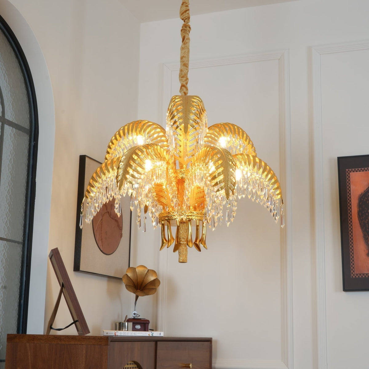 Kilwen Regal Brass Crystal Chandelier