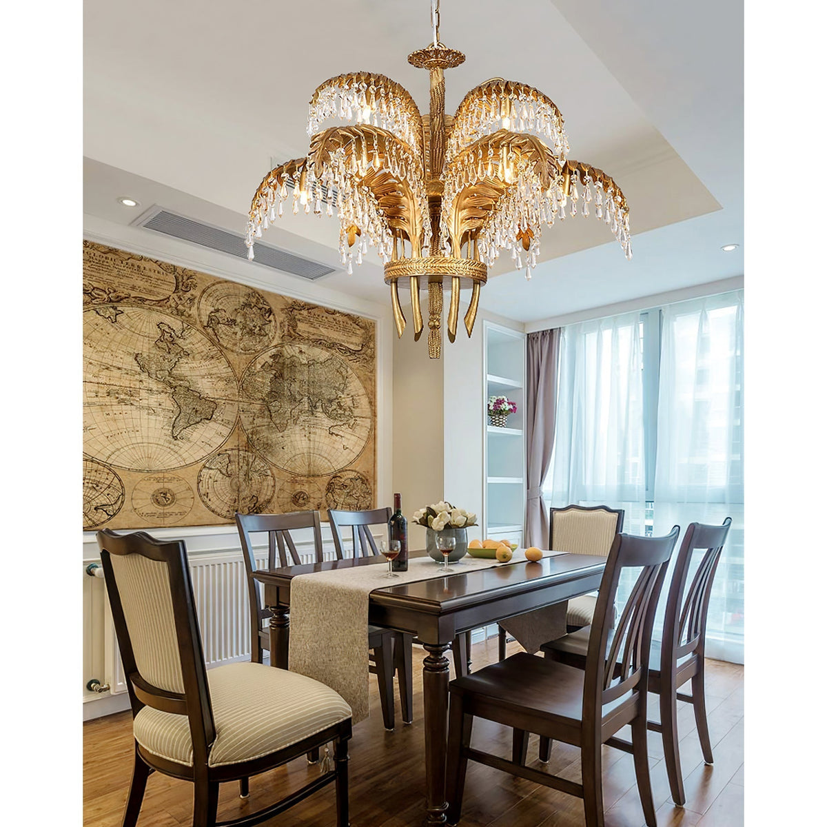 Kilwen Regal Brass Crystal Chandelier