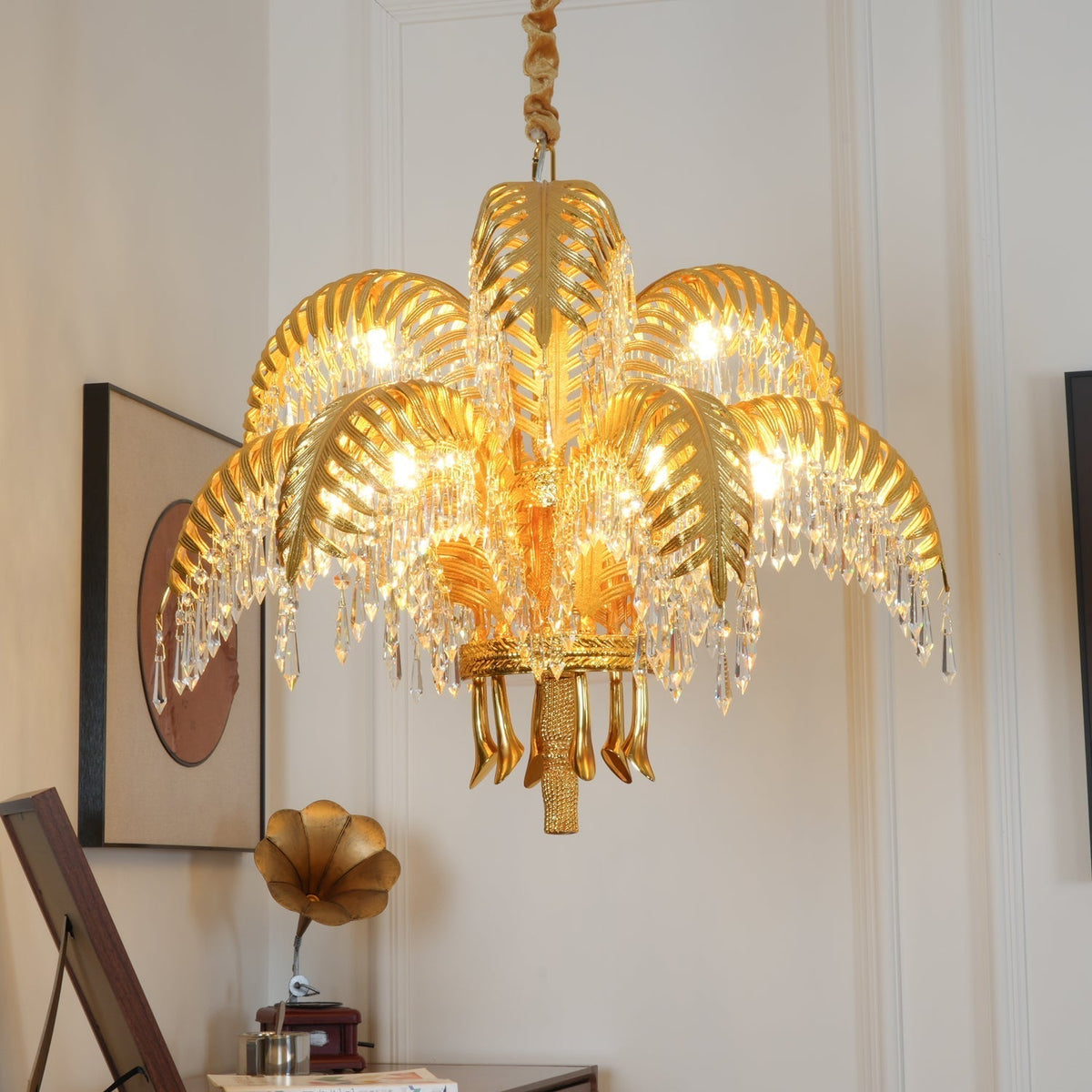 Kilwen Regal Brass Crystal Chandelier