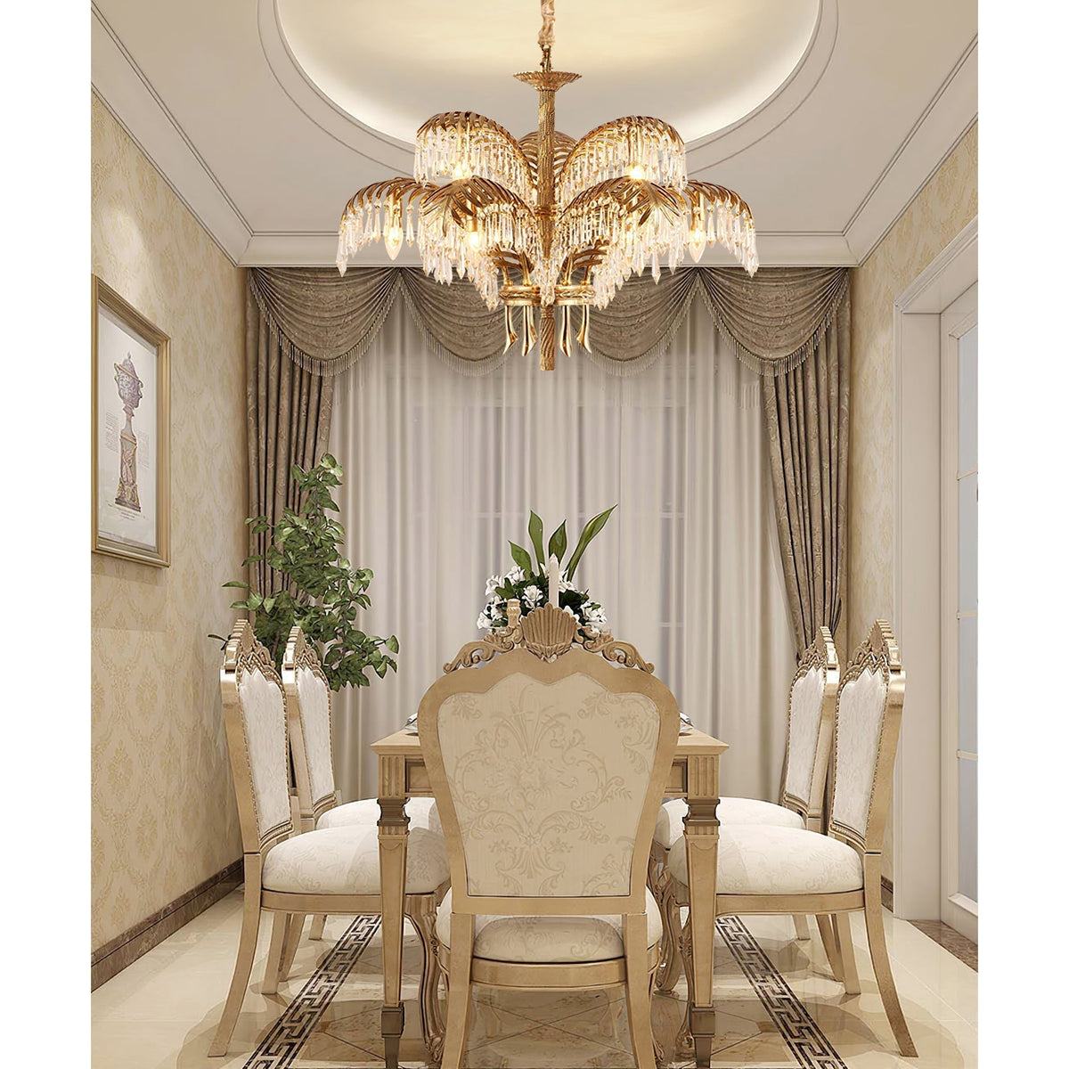 Kilwen Regal Brass Crystal Chandelier