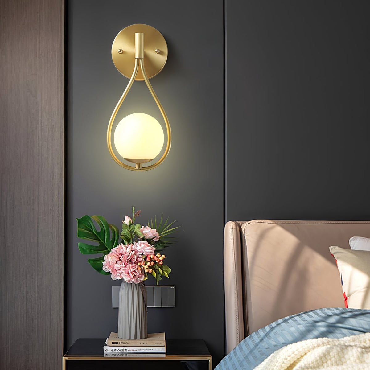 Eiralaya Modern Minimalist Vanity Brass Glass Wall Lamp