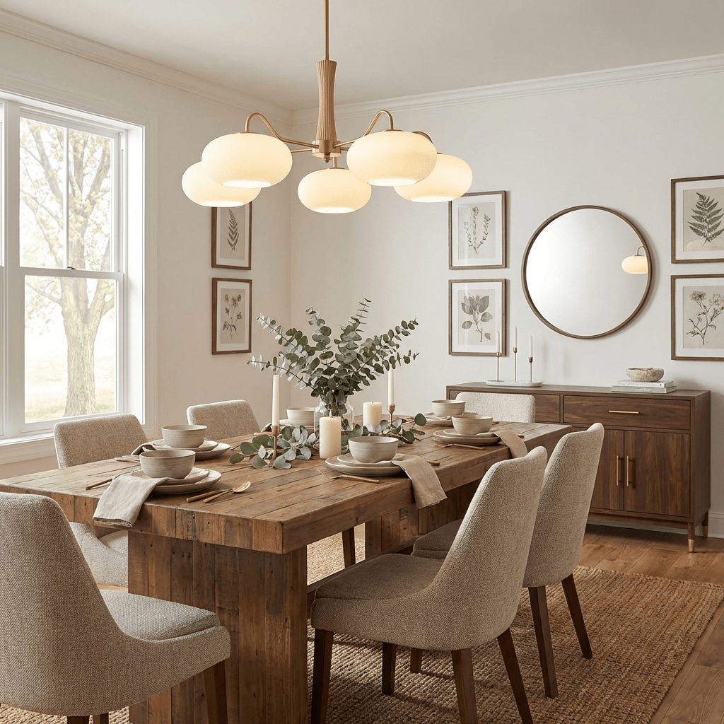 Jazia Brass Wooden Persimmon Chandelier