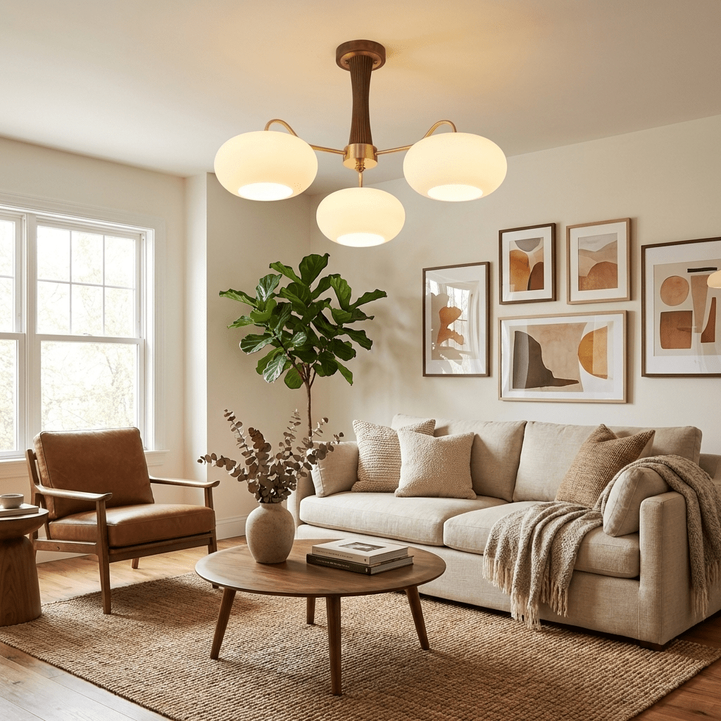 Jazia Brass Wooden Persimmon Chandelier
