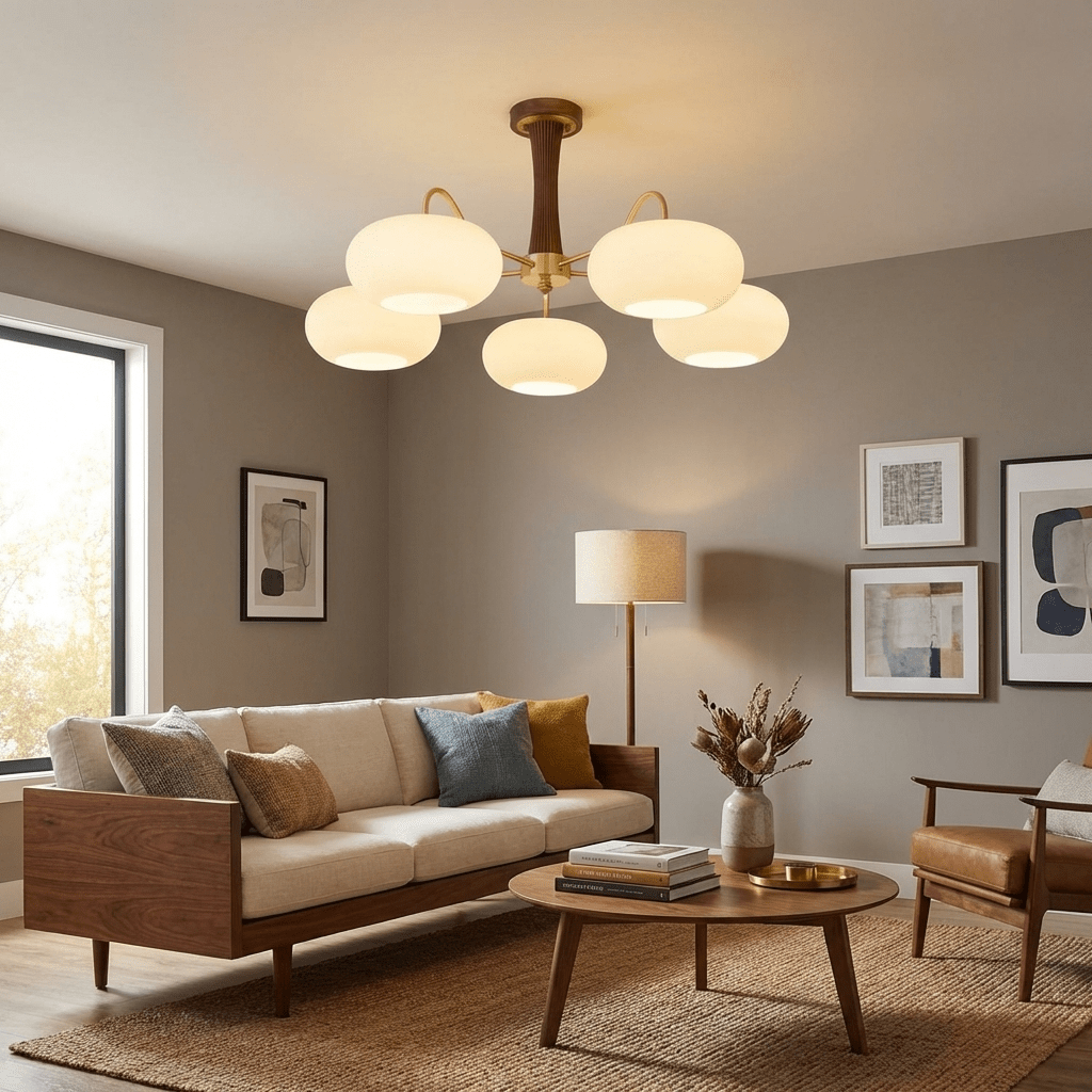 Jazia Brass Wooden Persimmon Chandelier