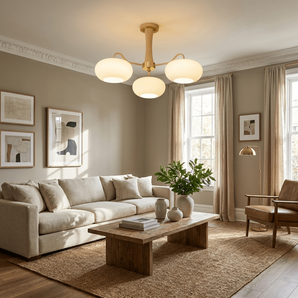 Jazia Brass Wooden Persimmon Chandelier