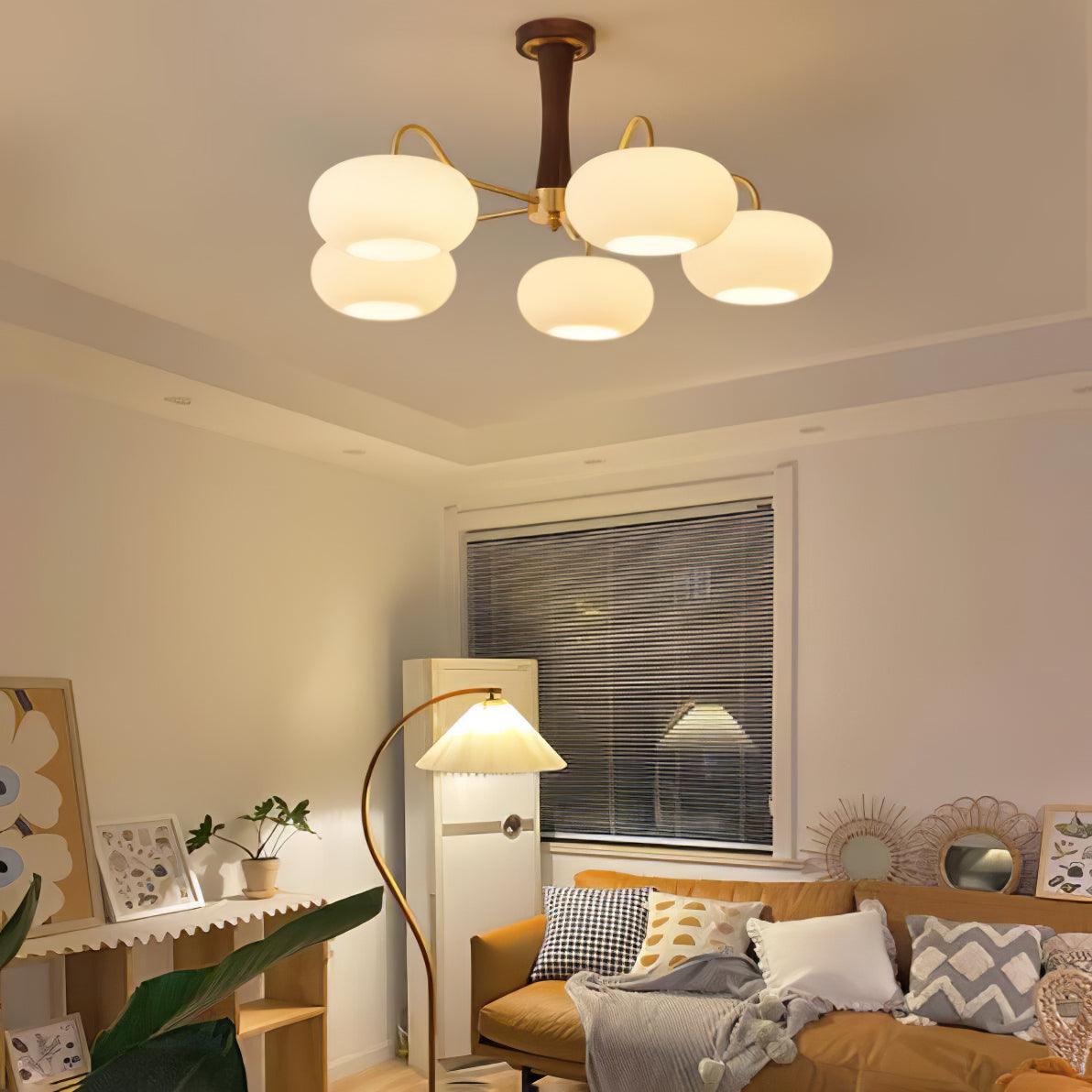 Jazia Brass Wooden Persimmon Chandelier