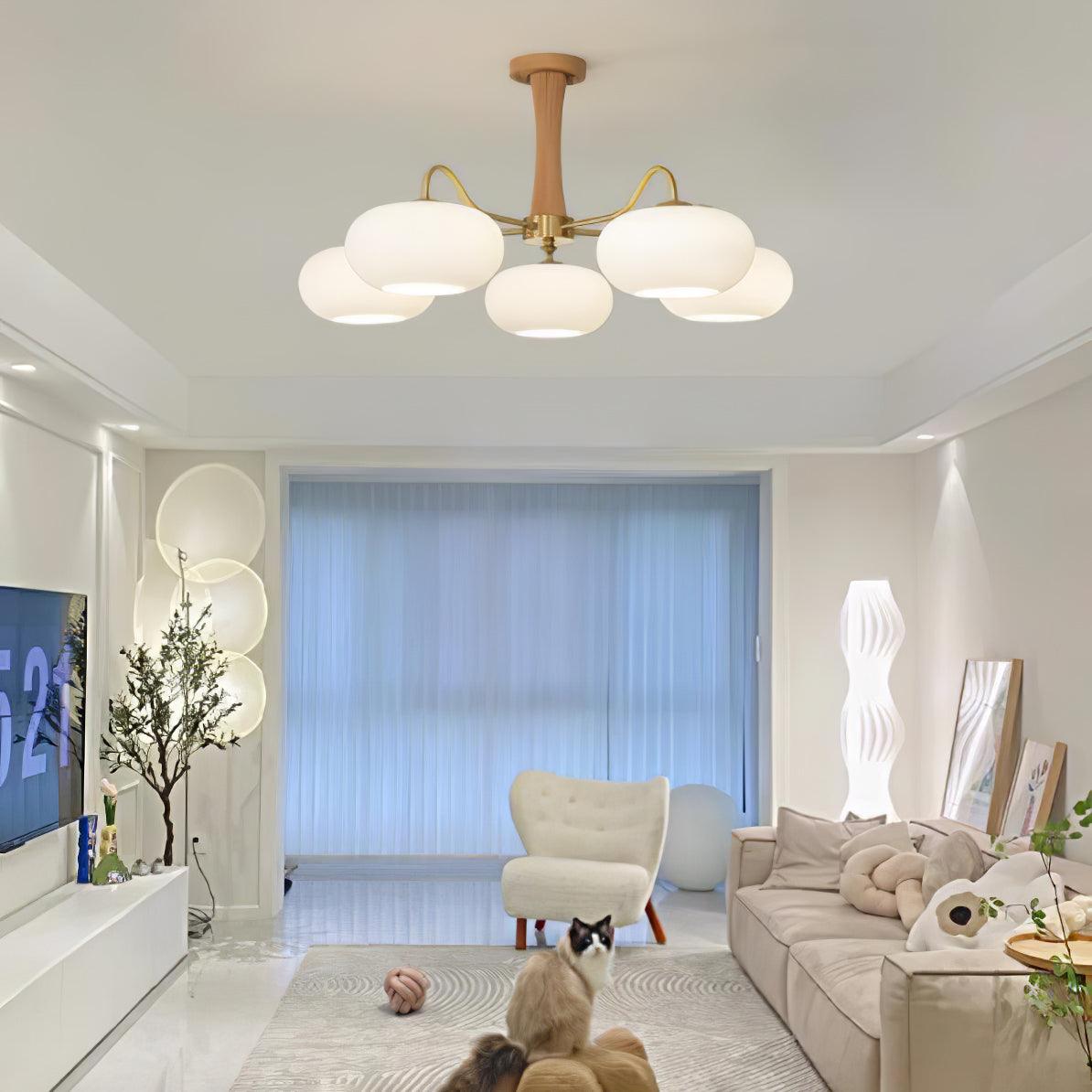 Jazia Brass Wooden Persimmon Chandelier
