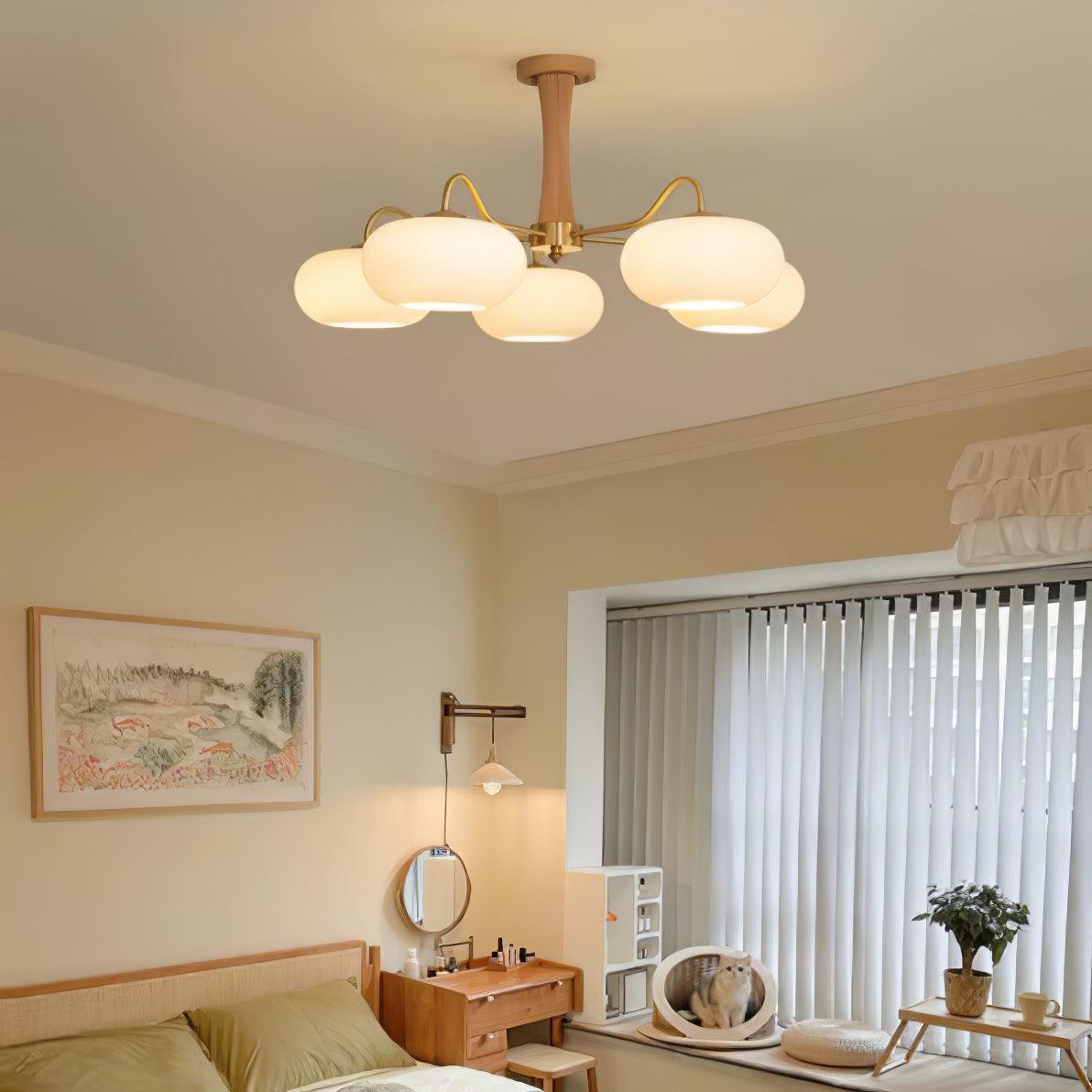 Jazia Brass Wooden Persimmon Chandelier