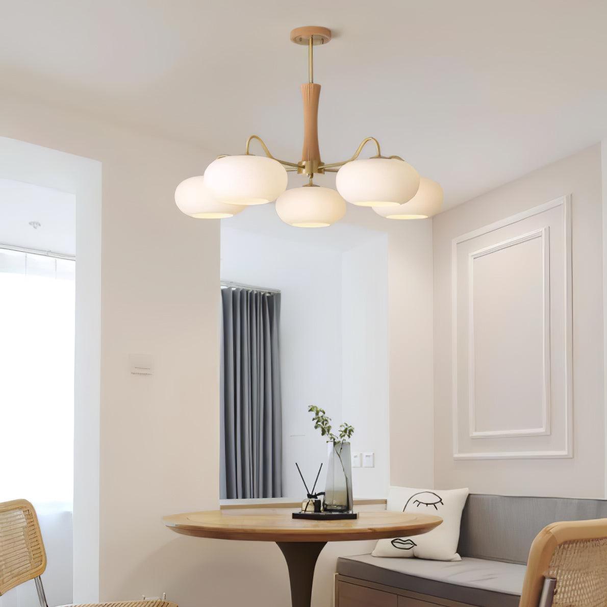 Jazia Brass Wooden Persimmon Chandelier