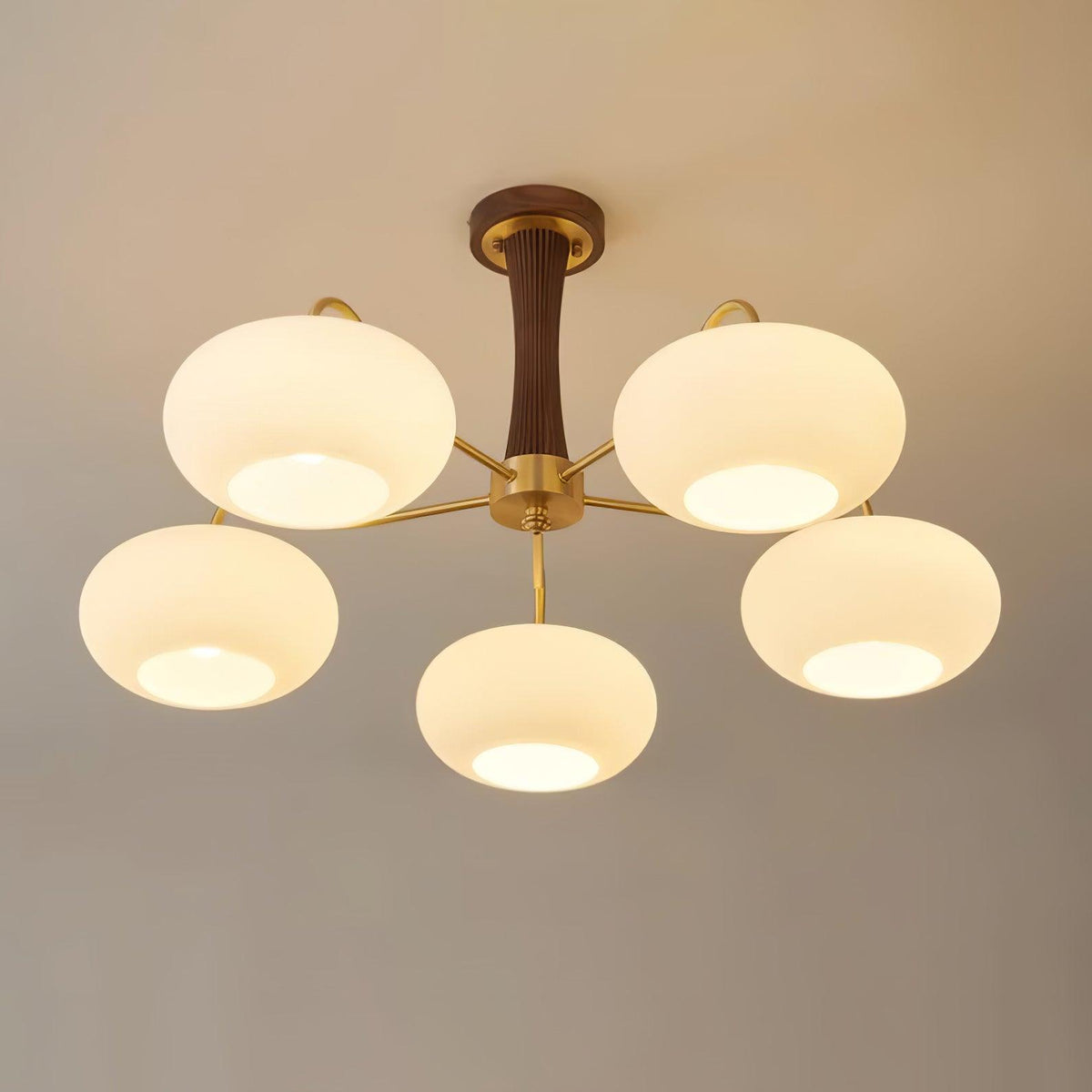 Jazia Brass Wooden Persimmon Chandelier