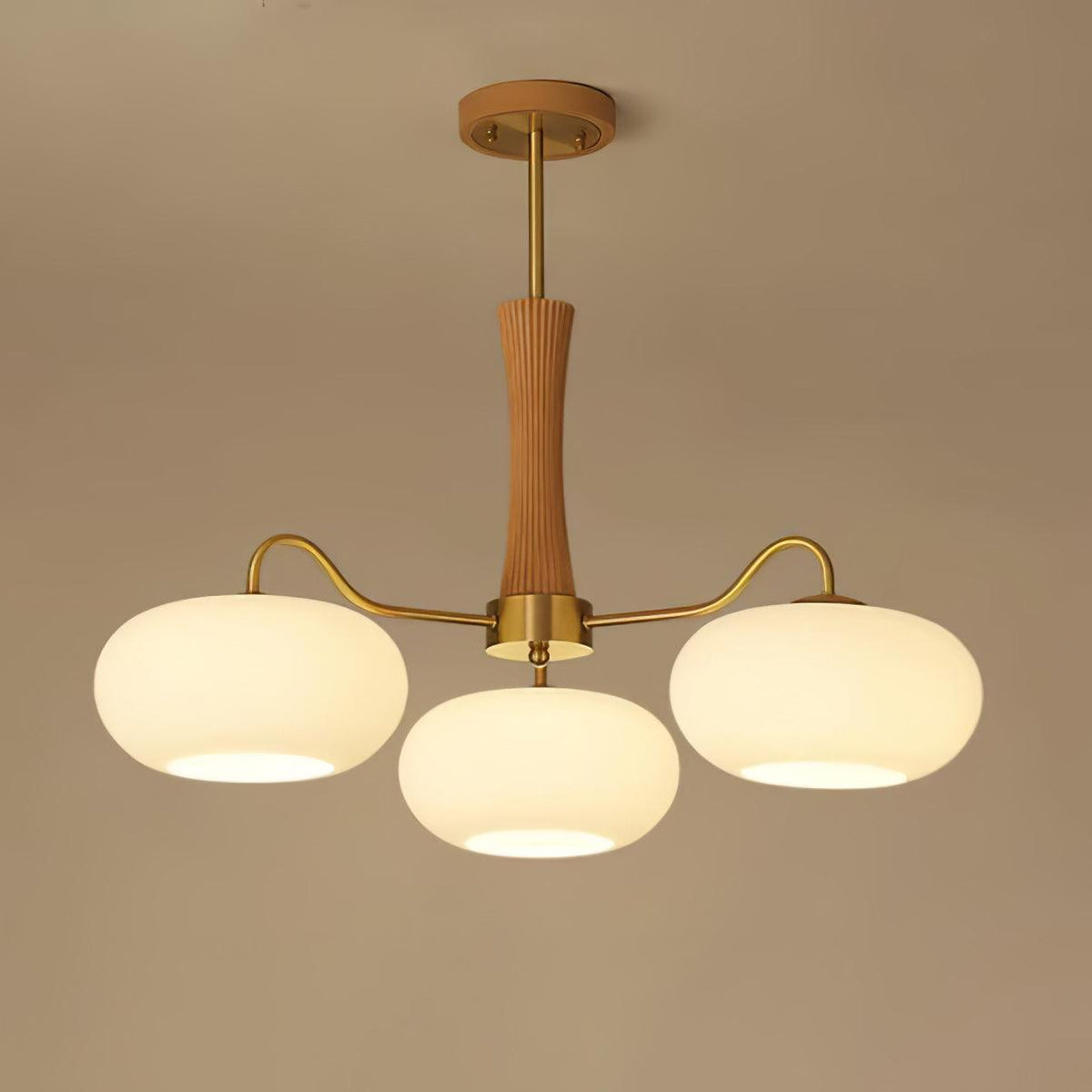 Jazia Brass Wooden Persimmon Chandelier