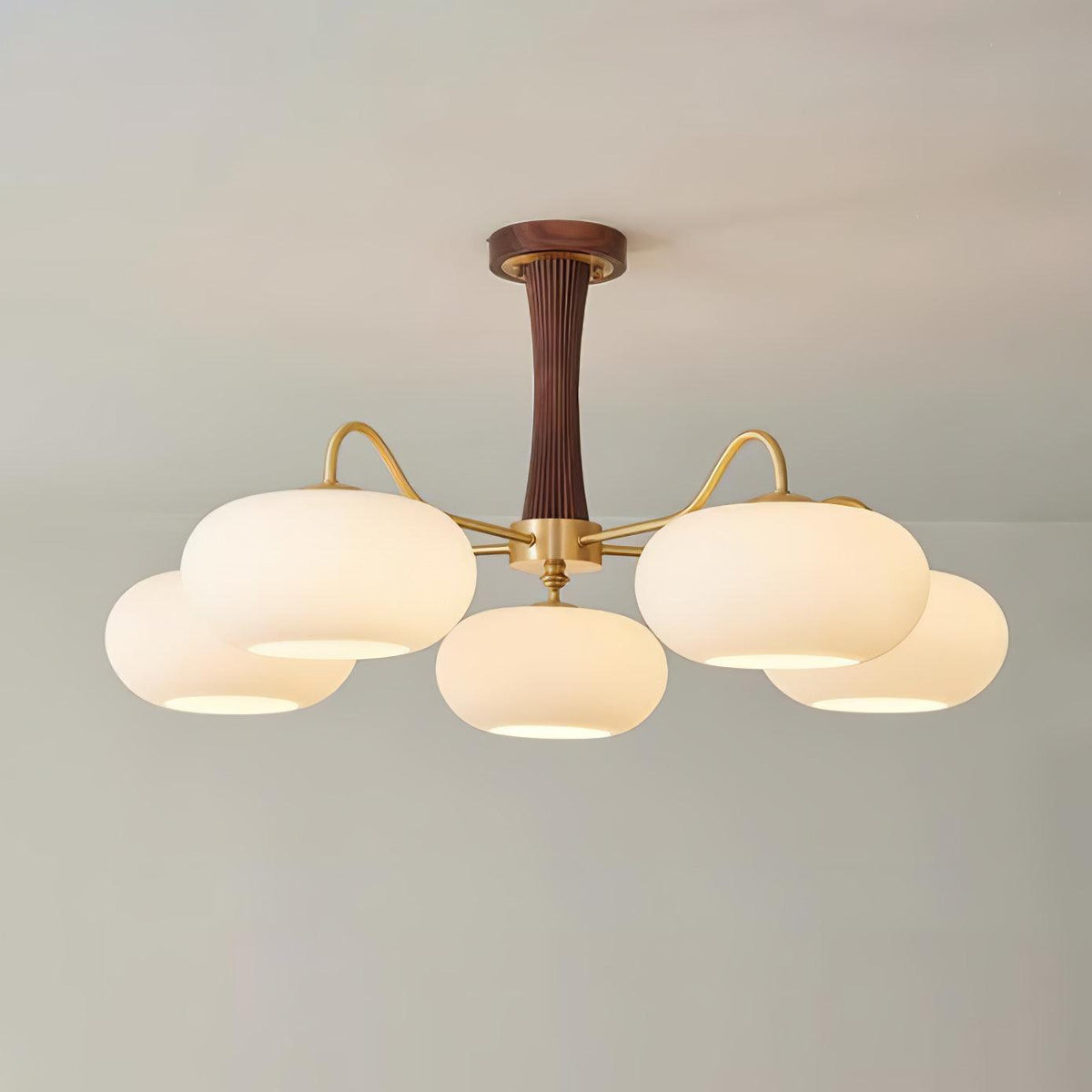 Jazia Brass Wooden Persimmon Chandelier
