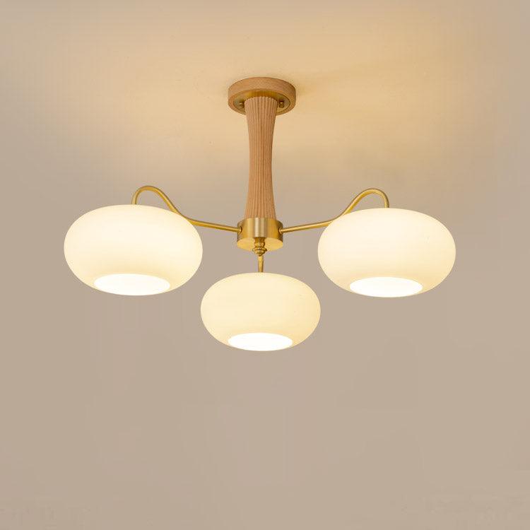 Jazia Brass Wooden Persimmon Chandelier