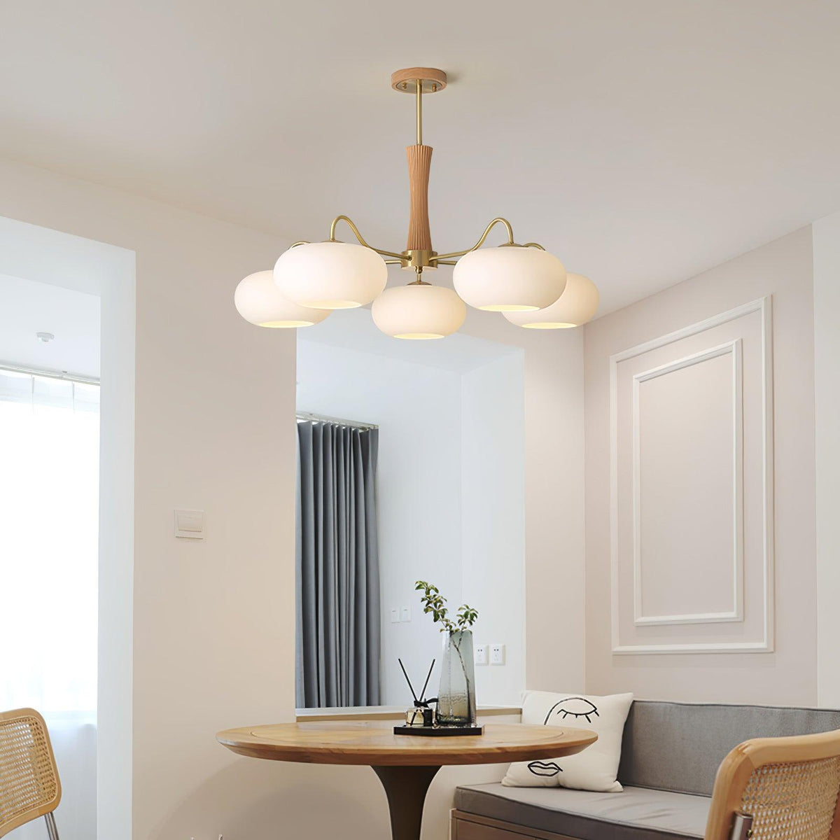 Jazia Brass Wooden Persimmon Chandelier