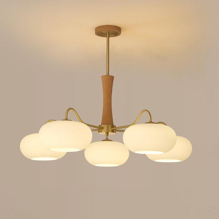 Jazia Brass Wooden Persimmon Chandelier