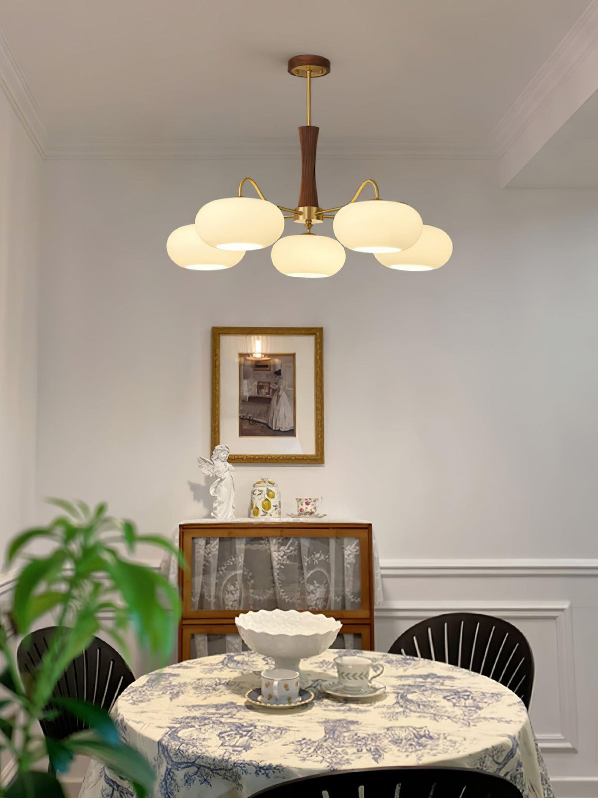 Jazia Brass Wooden Persimmon Chandelier