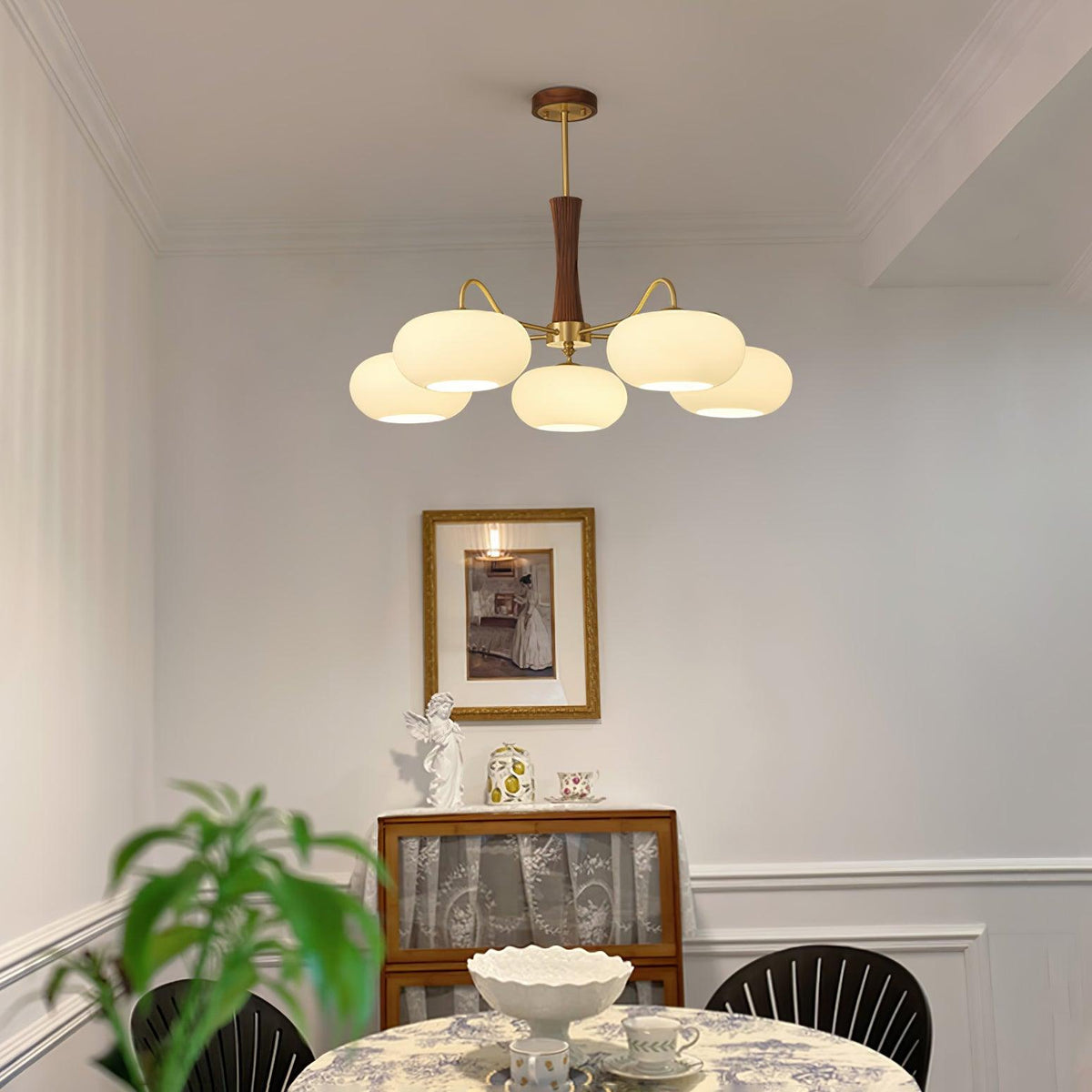 Fiorella Vintage Brass Wooden Chandelier