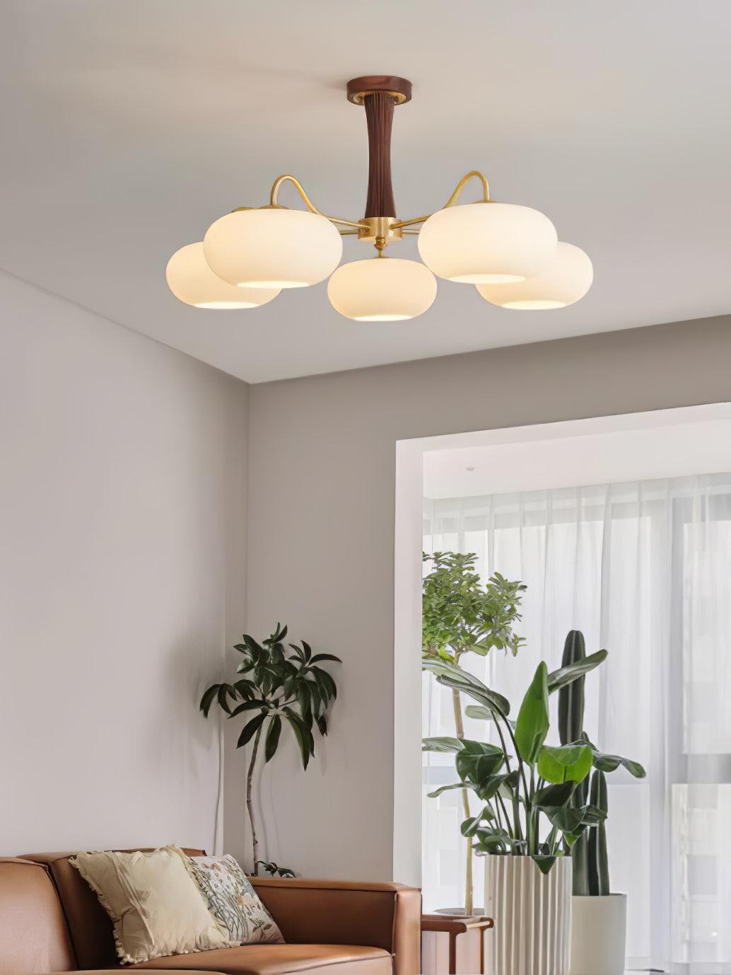 Jazia Brass Wooden Persimmon Chandelier