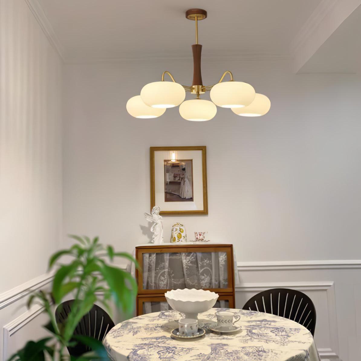 Jazia Brass Wooden Persimmon Chandelier