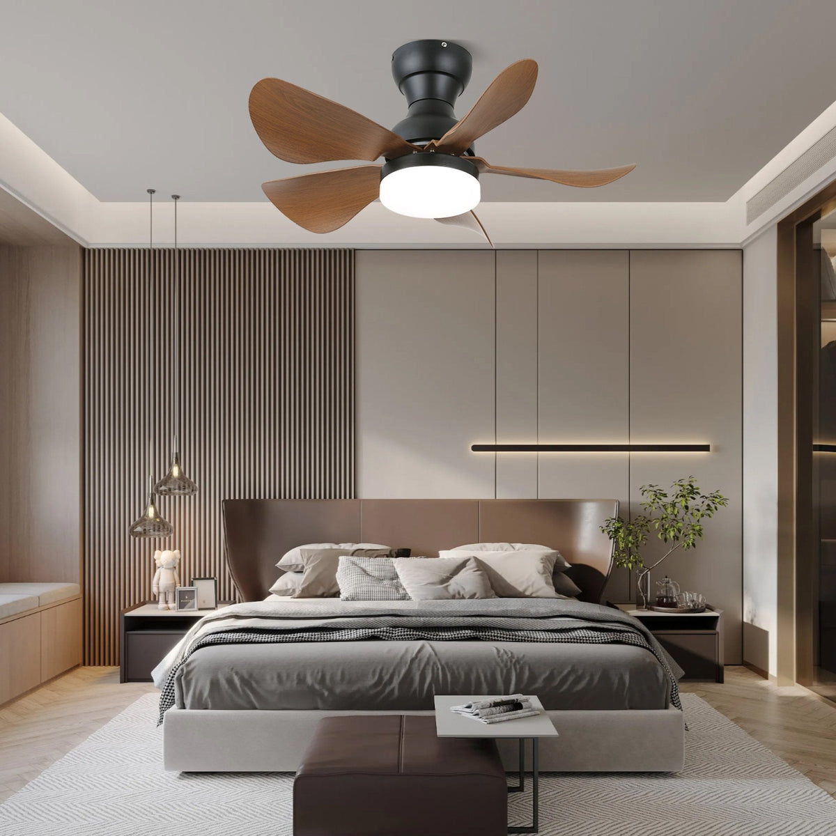 Elvanelle Wood Ceiling Fan Light