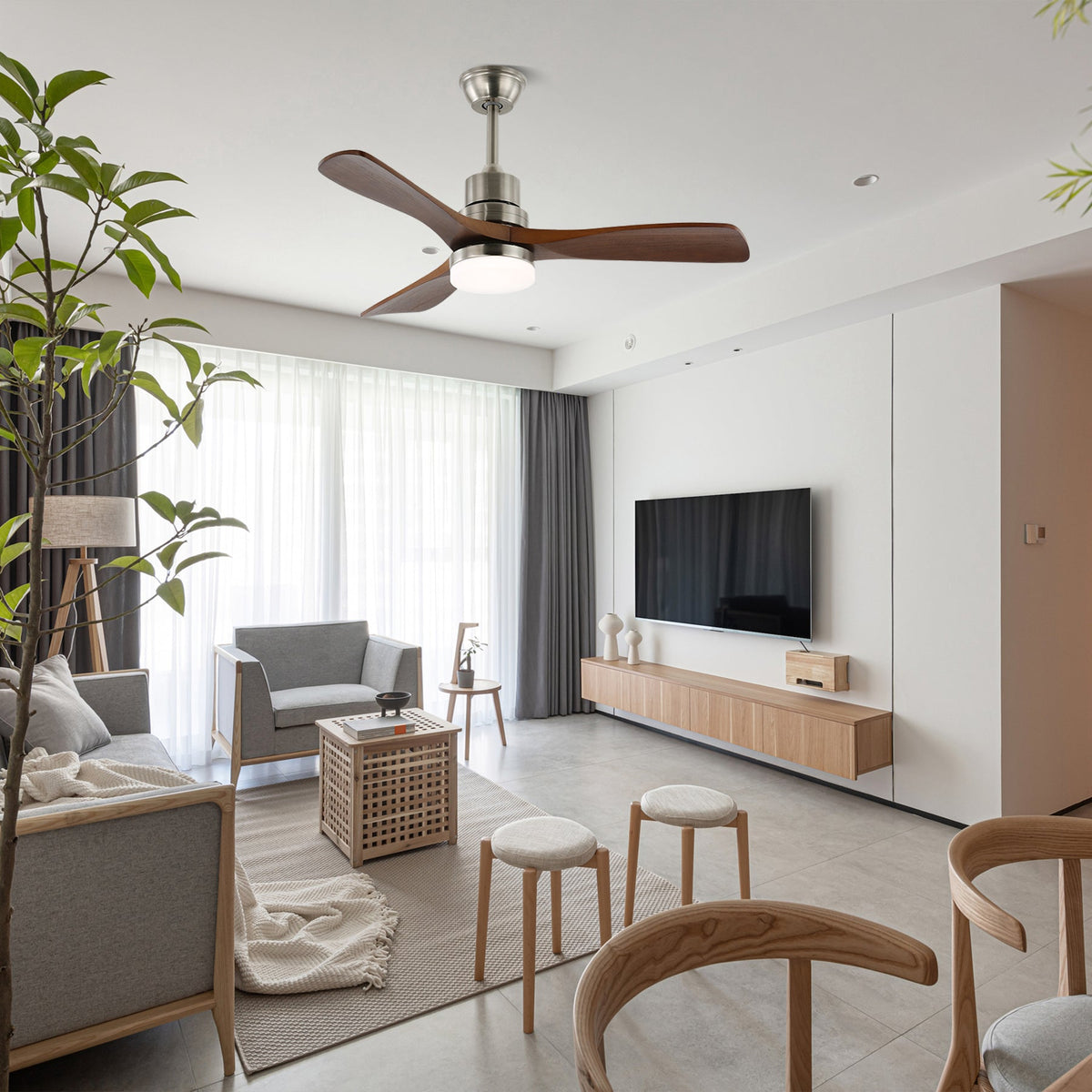 Rininena Modern Wood Ceiling Fan Light