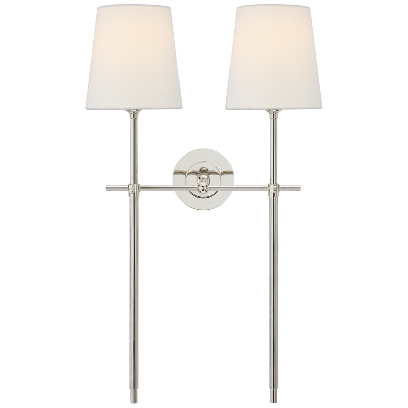 Elyse Brass White Tapered Shade Wall Light