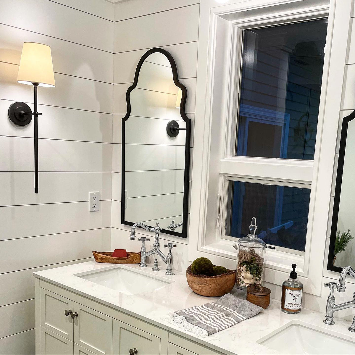 Elyse Brass White Tapered Shade Wall Light