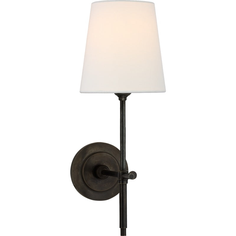 Elyse Brass White Tapered Shade Wall Light