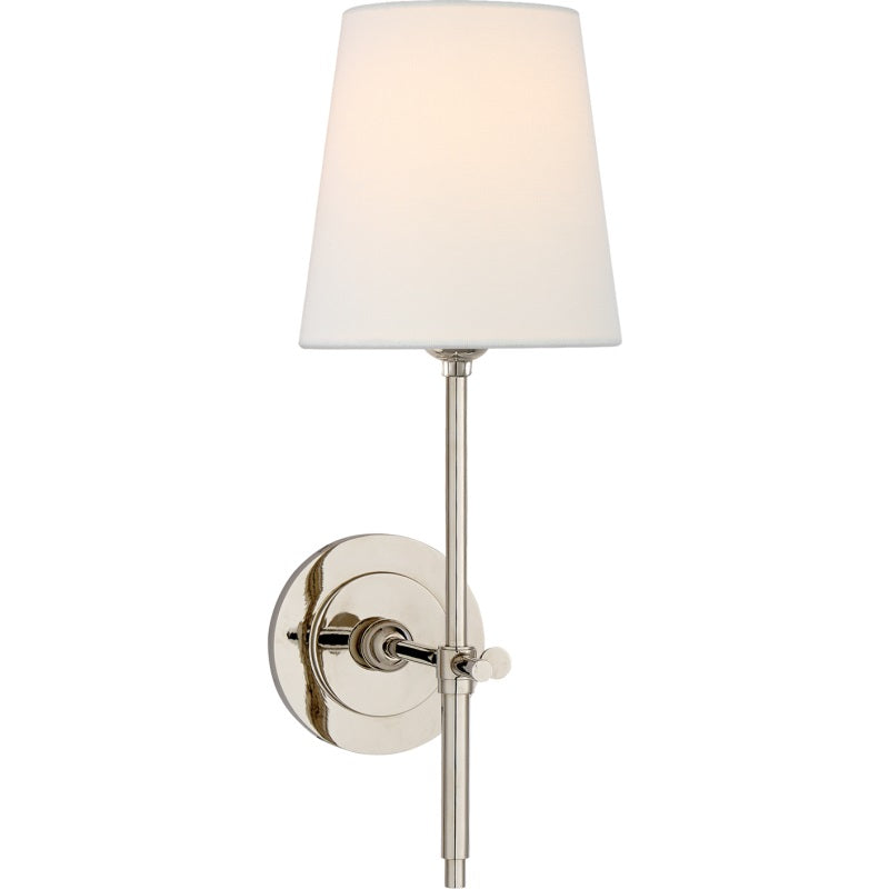 Elyse Brass White Tapered Shade Wall Light