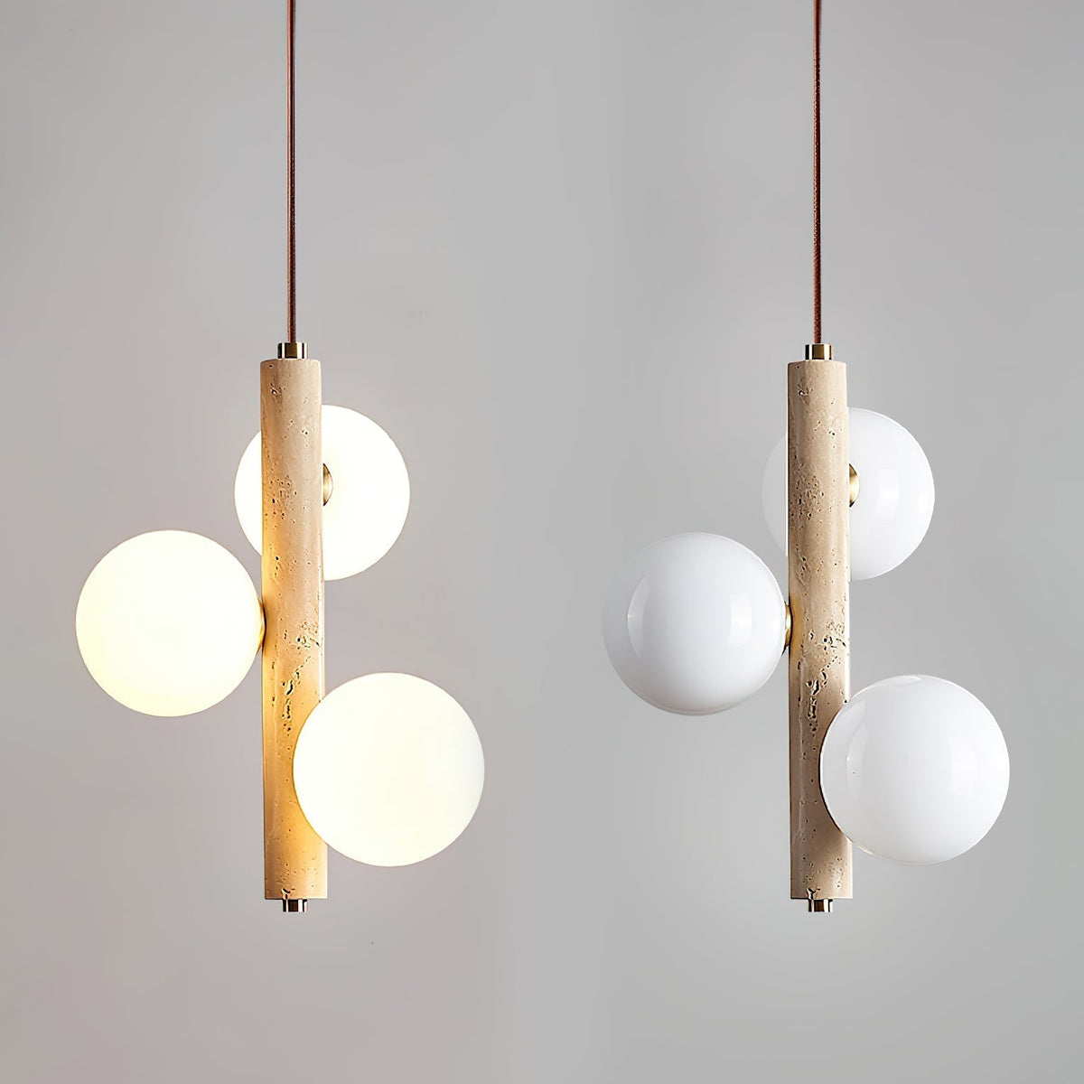 Aursorel Multi-Globe Travertine Pendant Light