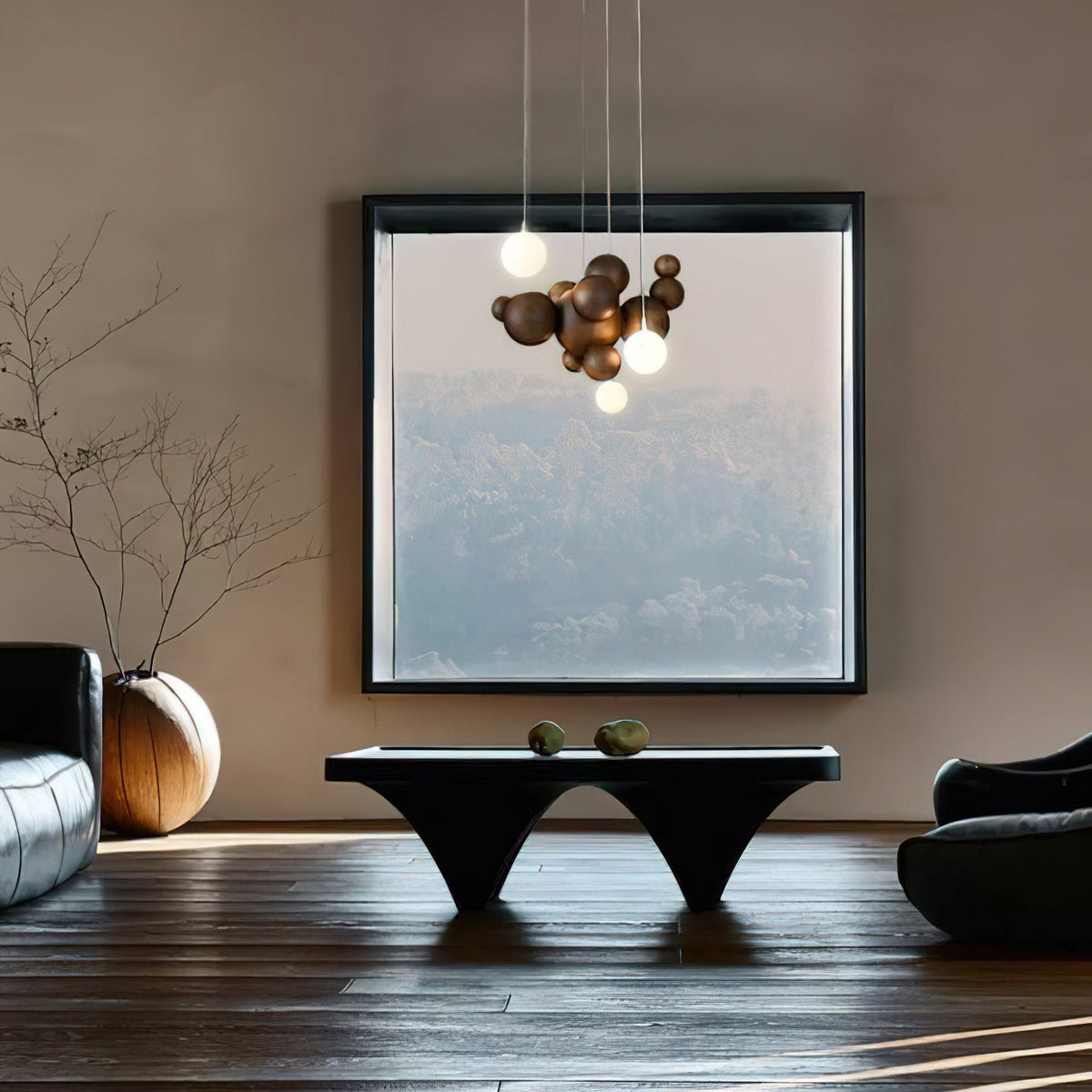 Elveraria Chandelier Wood & Acrylic Bubble Ball Cluster