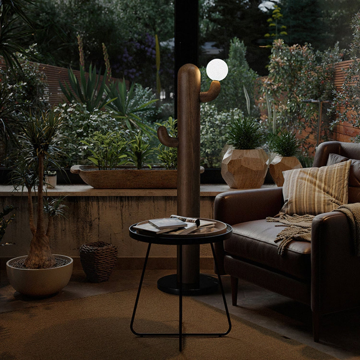 Blaze Cactus Wood Floor Lamp