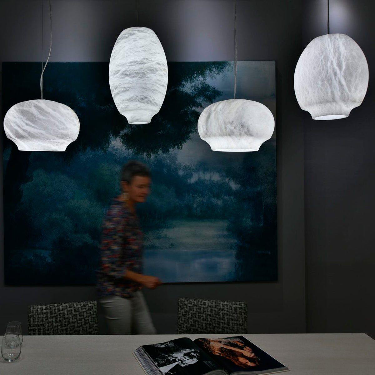 Thalia Minimalist Alabaster Pendant Light