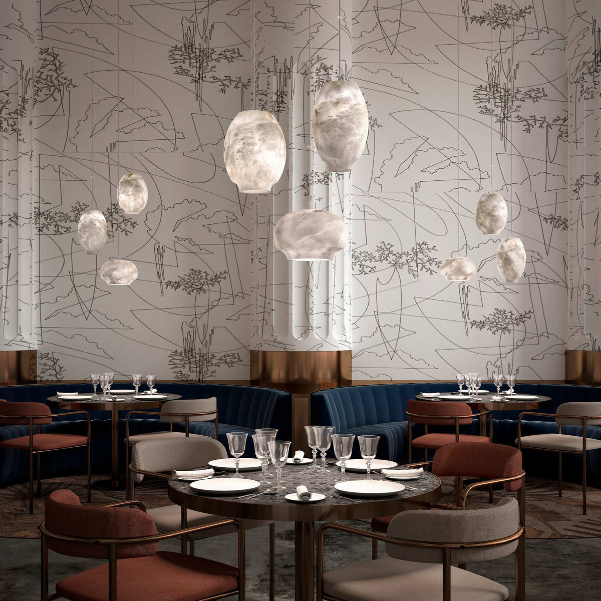 Thalia Minimalist Alabaster Pendant Light
