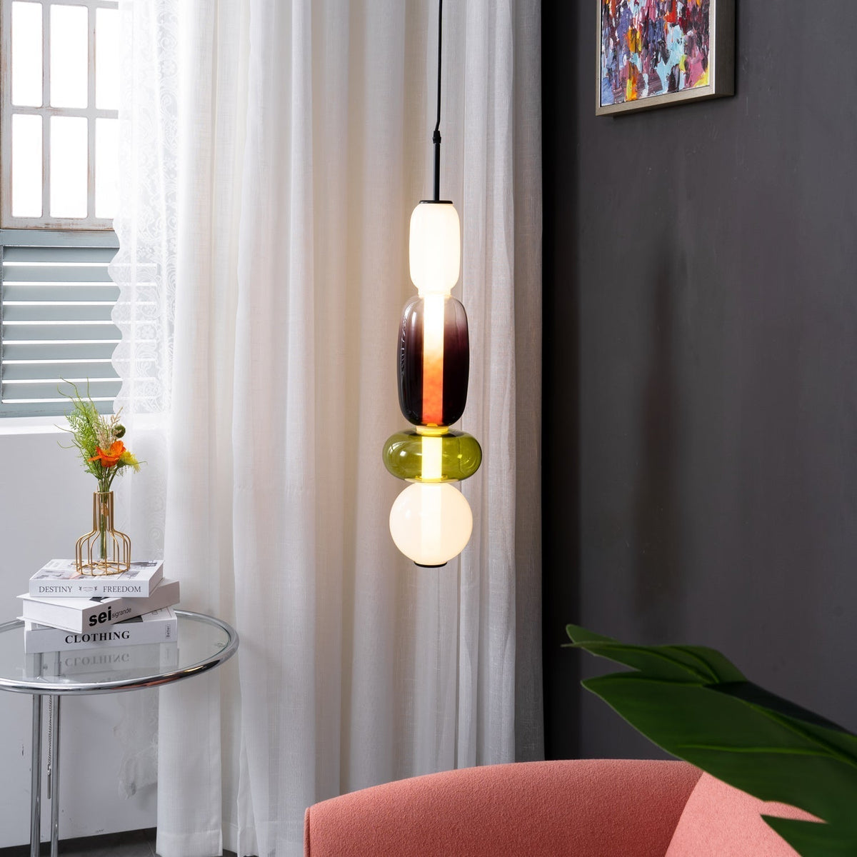 Zodore Premium Art Stained Glass Pendant Lamp