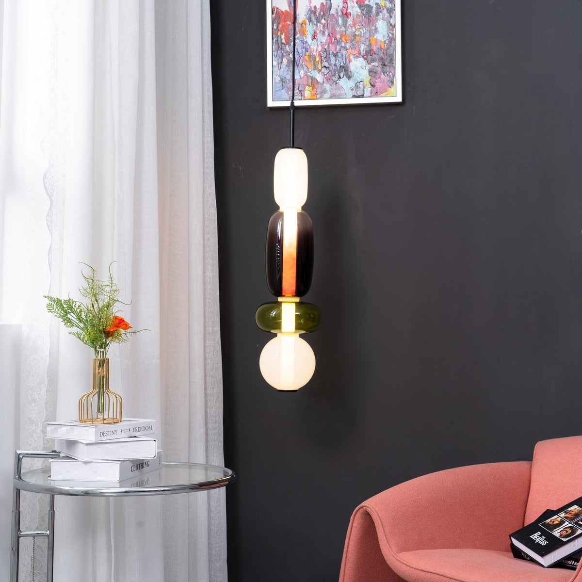 Zodore Premium Art Stained Glass Pendant Lamp