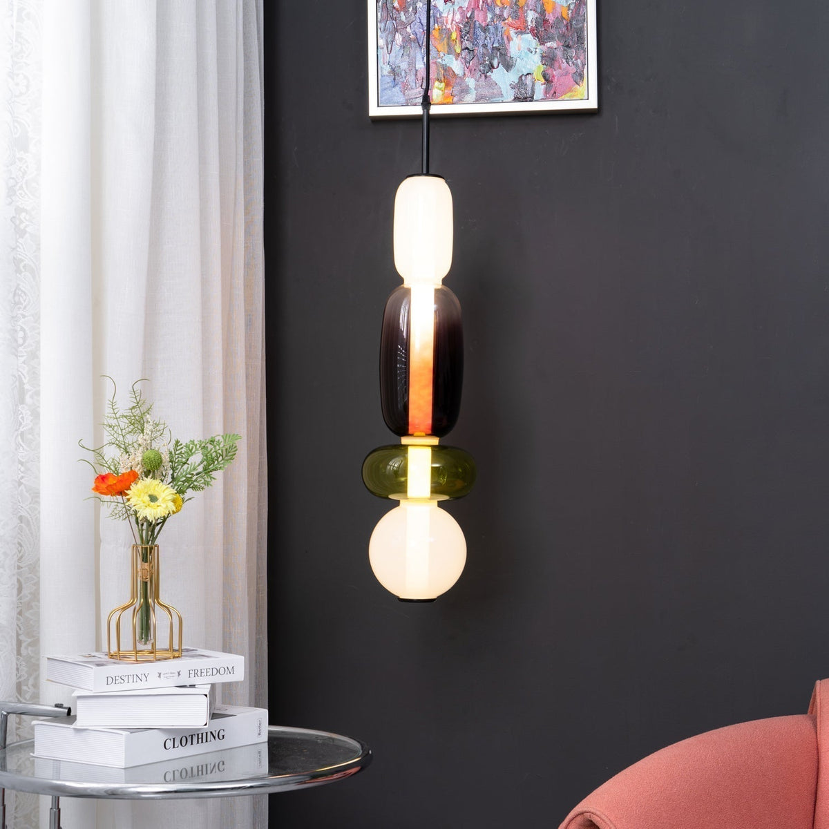Zodore Premium Art Stained Glass Pendant Lamp